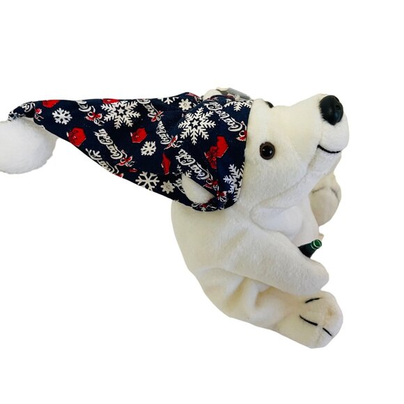 Collectible Coca-Cola Polar Bear Plush With Santa Hat & Bottle 6 1/2" x 5" Bean - Picture 5 of 6